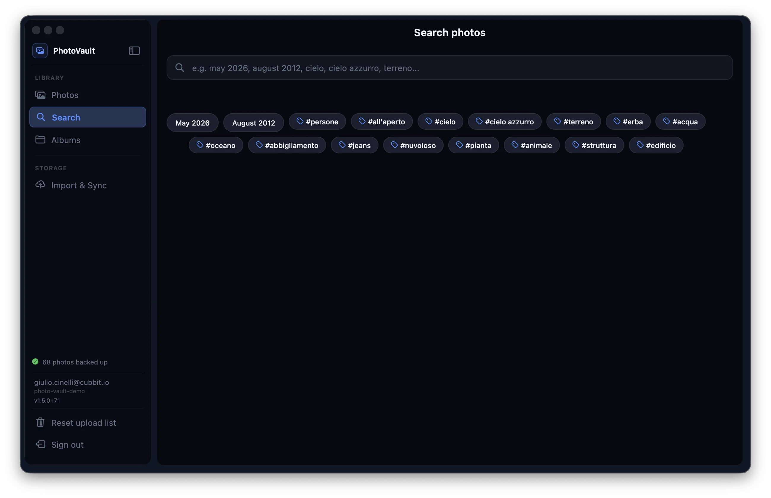 PhotoVault Desktop — App Interface Preview
